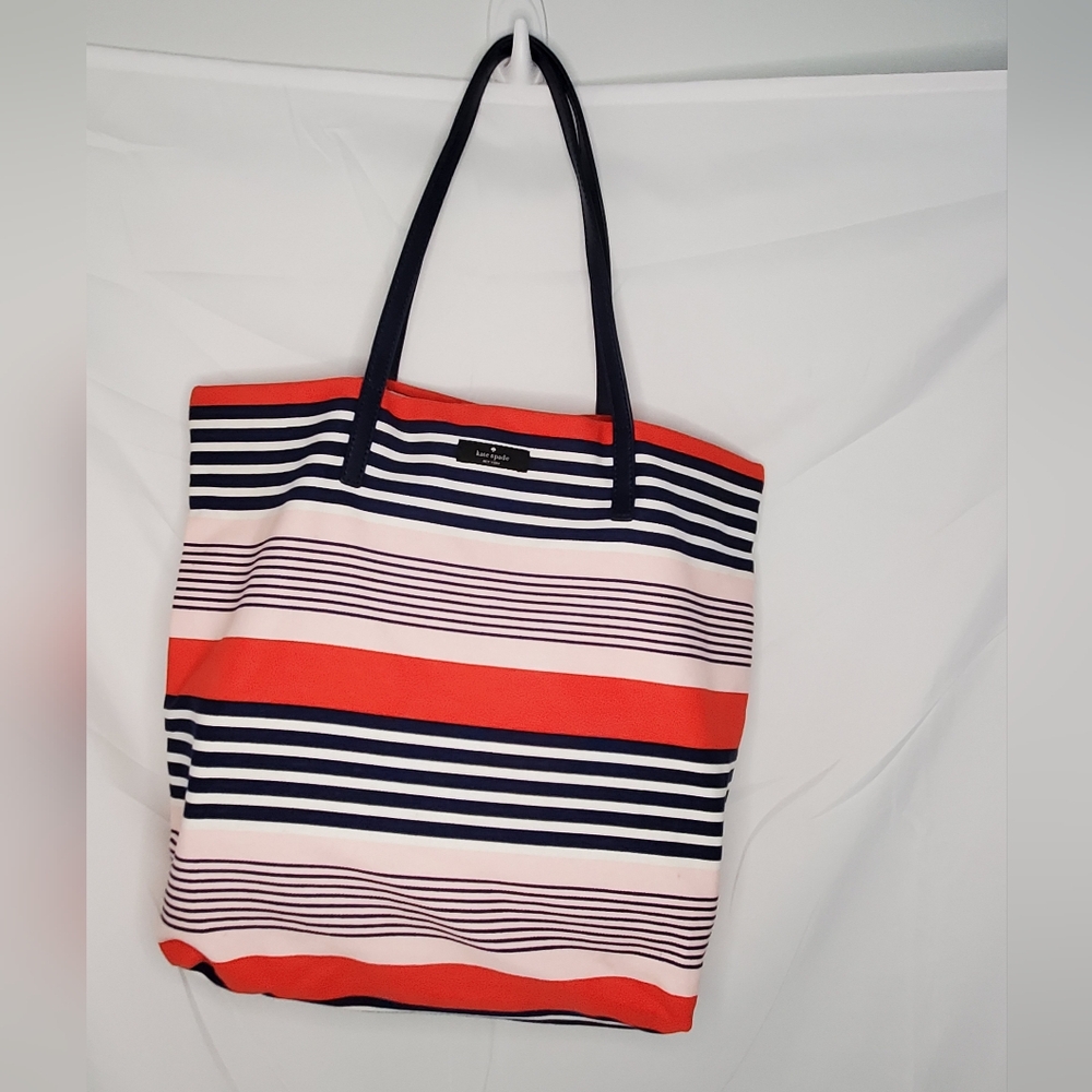 Kate Spade Janie Navy & light blue striped tote